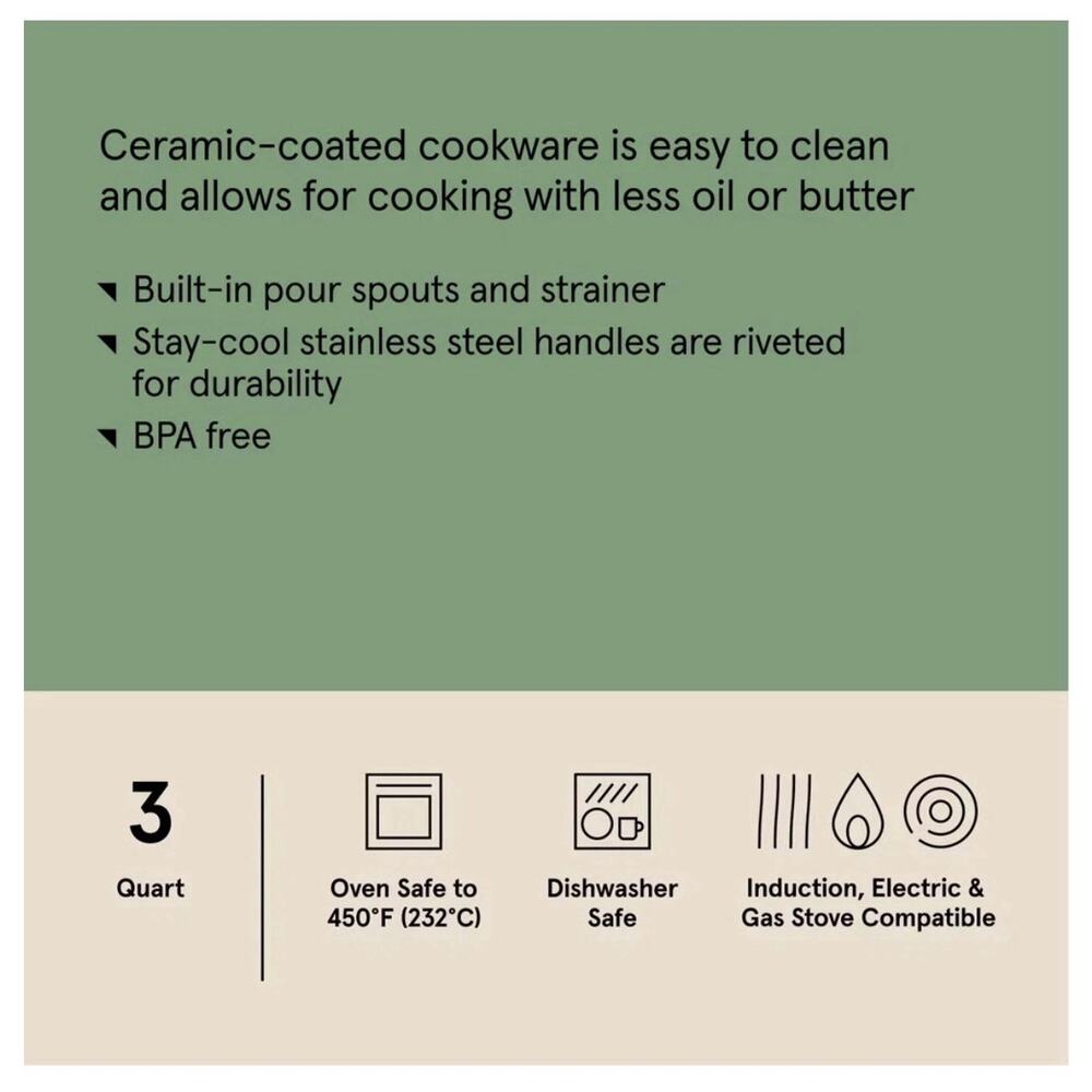 3qt Nonstick Ceramic Coated Aluminum Sauce Pan Dark Gray - Figmint Brand New - Picture 6 of 6